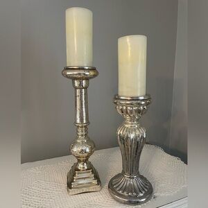 Vintage “Mercury Glass” Pillar Candle Holders